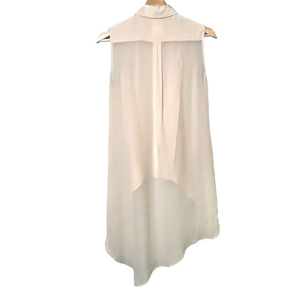 BCBG MAX AZRIA 100% Silk Bare Pink Kaley Sheer Sleeveless High Low Tunic Top XXS - Picture 4 of 11